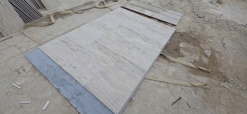 Beige Travertine Veincut Slabs in Quarry